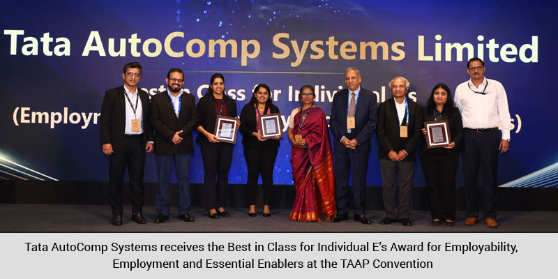 Tata AutoComp Systems receives the Best in Class for Individual E’s Award for Employability, Employment and Essential Enablers at the TAAP Convention