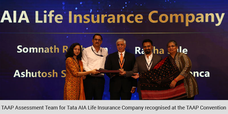 TAAP Assessment Team for Tata AIA Life Insurance Company recognised at the TAAP Convention