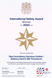 TCS DC SEZ Trivandram - British Safety Council Certificate 2024